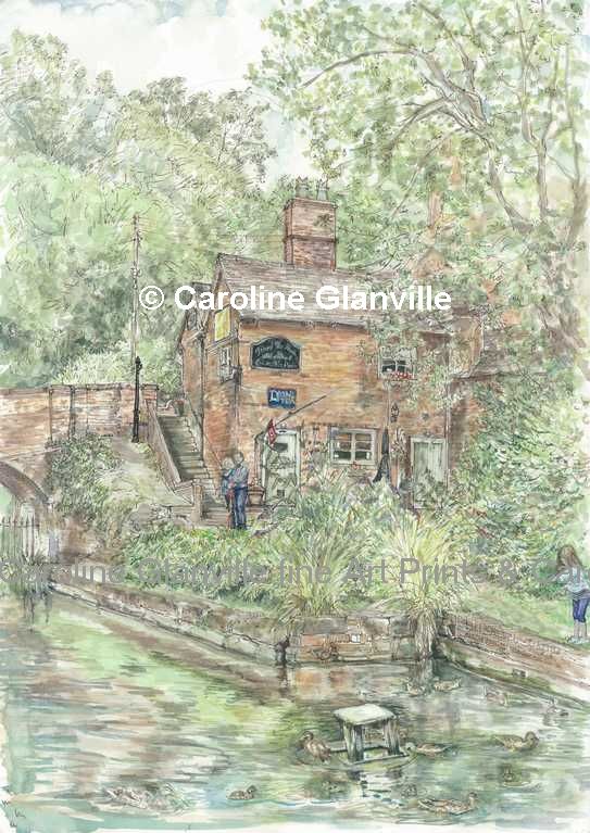 Canal tea rooms Coalport Shropshire painting by Caroline Glanville